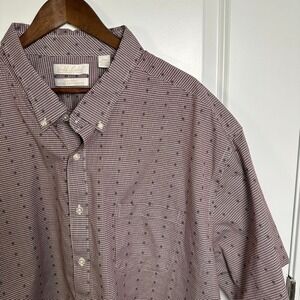 Roundtree & Yorke Gold Label Mens 4XB Burgundy Gingham Non-Iron SS Button Down